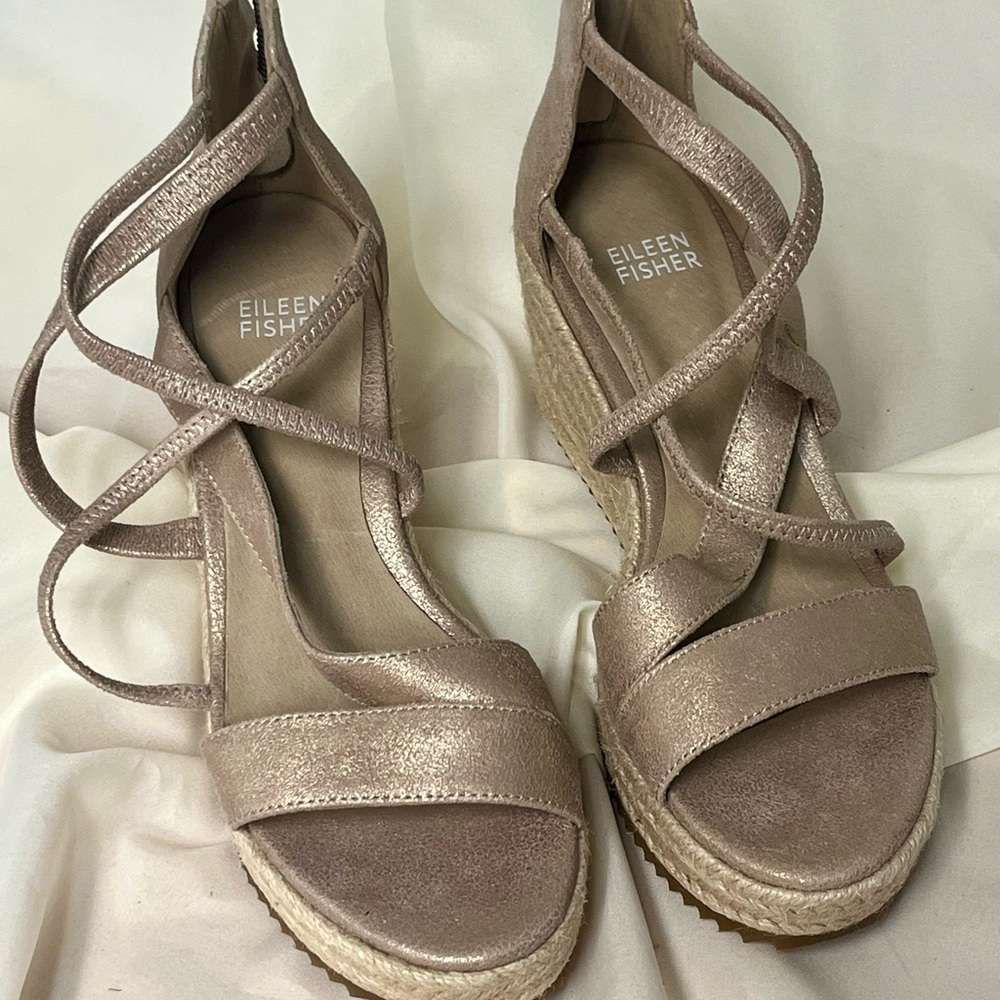 Eileen Fisher Women's Metallic Wedge Sandals